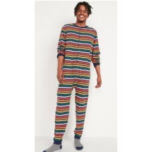 Old Navy Waffle Knit Button Front Striped Onesie Pajamas Rainbow Size S
